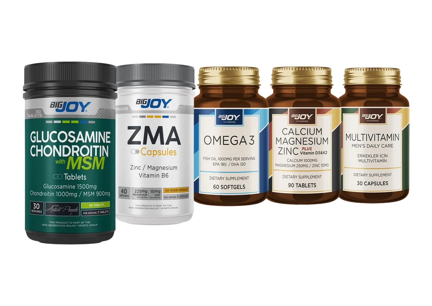 BIGJOY D3K2 & ZMA & GLUCOSAMINE MSM & OMEGA-3 & MULTIBIG VITAMIN SETI