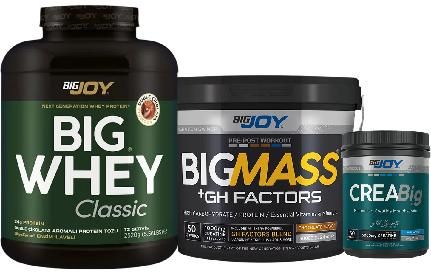 BIGJOY WHEY CLASSIC & CREATINE & MASSGAINER SET