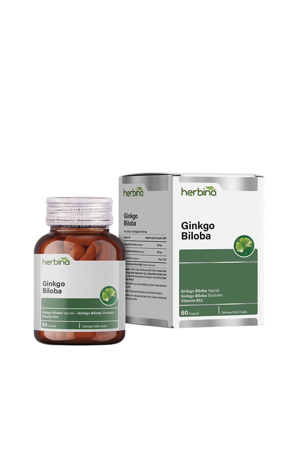 Herbina Ginkgo Biloba Kompleks Takviye Edici Gıda 60 Kapsül